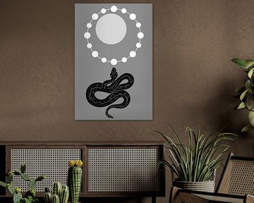 The Snake and the Moon on Grey van FRESH Fine Art