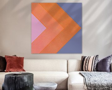 Géométrie abstraite rétro Orange vif sur FRESH Fine Art