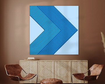 Abstract Retro Geometrie Blauw van Jacob von Sternberg Art