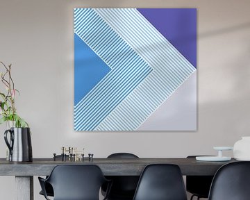 Abstrakte Retro Geometrie Blau Grau von FRESH Fine Art