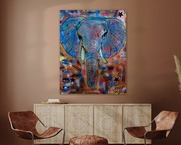 Olifant schilderij kleurrijk
