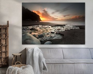 Sonnenuntergang Küste Neuseeland von Remco Siero