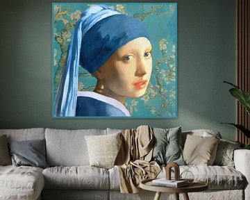 Meisje met de parel - touch of blue van Digital Art Studio