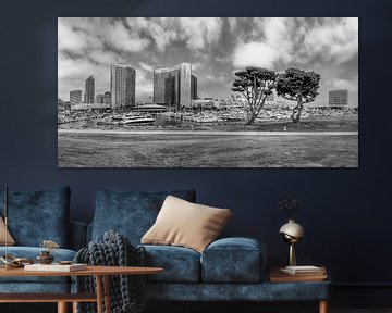 SAN DIEGO Skyline | Panorama Monochroom van Melanie Viola