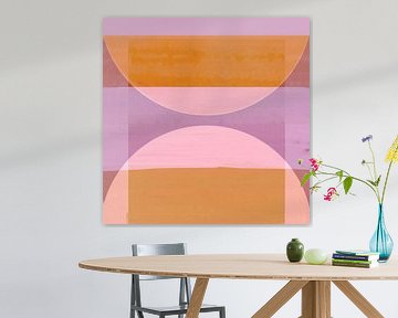 Abstract pink Bauhaus shapes by FRESH Fine Art