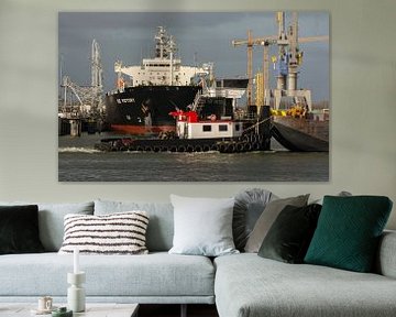 Een drukte met schepen in de haven van Rotterdam van scheepskijkerhavenfotografie