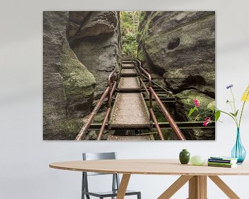 Pfaffenstein, Saksisch Zwitserland - Voetgangersbrug door het kloofpad van Pixelwerk