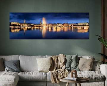 Hamburg Alster / Binnenalster in het avondlicht. van Voss Fine Art Fotografie