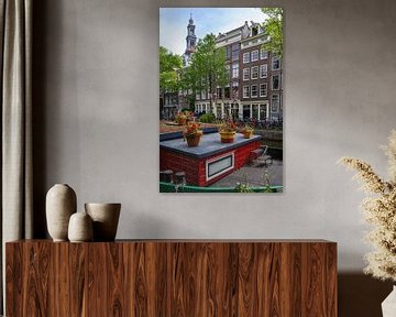 Bloemgracht en Westertoren in Amsterdam van Foto Amsterdam/ Peter Bartelings