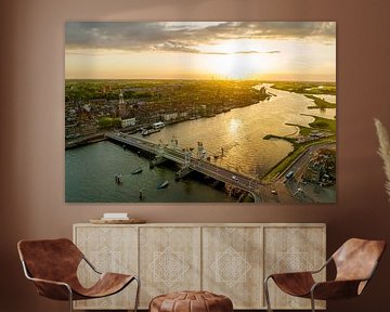 Kampen lente zonsondergang panoramisch vogelperspectief