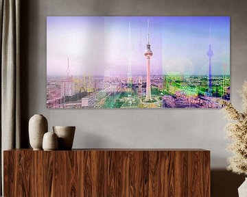 POP ART Berlijn SKYLINE Panorama limited edition Hedendaagse Stedelijke Kunst van Jane_Pop_ARt