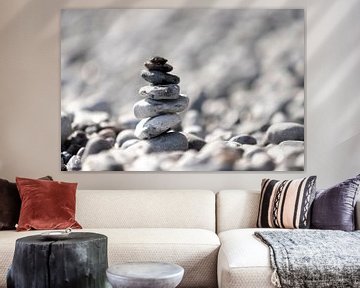 Steine an der Küste von Dänemark | Schwarz-Weiß-Foto von Karijn | Fine art Natuur en Reis Fotografie