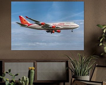 Air India Boeing 747-400 gaat landen op Schiphol.