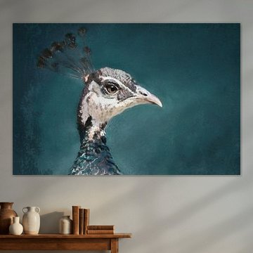 Peacock portrait painting vintage