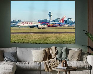 Qatar Boeing 777-300 with FC Barcelona livery. by Jaap van den Berg