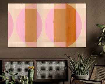 Mid Eeuw Bauhaus Vormen Roze Perzik van Abstrakt Art