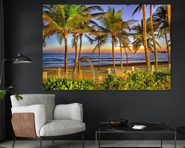 View through the palm trees Cabarete Beach by Roith Fotografie