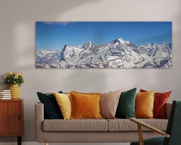 Panorama with Eiger Mönch and Jungfrau in winter with snow by Martin Steiner