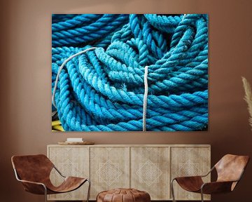 Blauw touw in een haven van Andreas Berheide Photography