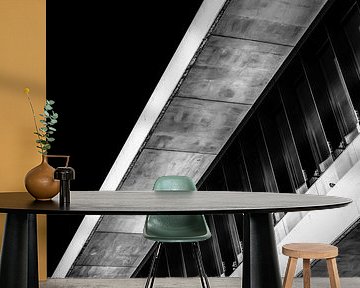 Abstract lines and shapes, detail of a contemporary concrete bui by Werner Lerooy