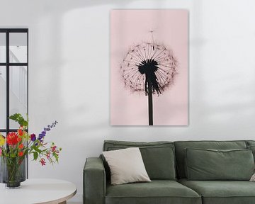 Time to go: Fluff leaves dandelion with old pink background by Marjolijn van den Berg