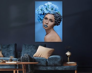Portret vrouw -Blueberries van Gisela- Art for You