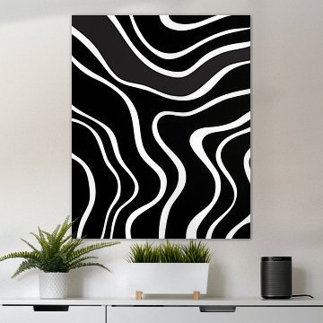 Schwarze und weiße fließende Linien