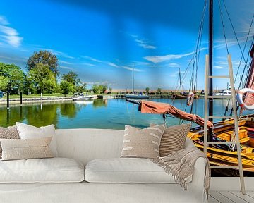 Zeesboote auf dem Saaler Bodden am Hafen Althagen