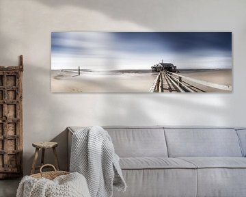 Strand von Sankt Peter Ording an der Nordsee mit Pfahlbauten von Voss Fine Art Fotografie