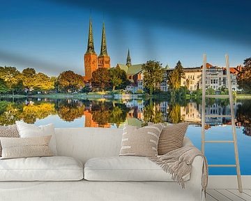 Mill pond in the old town of Lübeck. by Voss photography