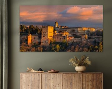 Sonnenuntergang an der Alhambra in Granada von Henk Meijer Photography