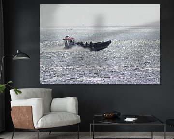 Powerboat on the Wadden Sea by Sybren Mulder