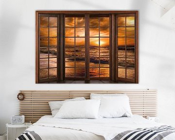 uitzicht vanuit een houten raam van Bert Hooijer