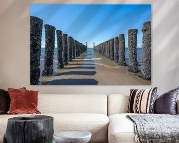 Wellenbrecher am Strand von Zoutelande von John van de Gazelle fotografie