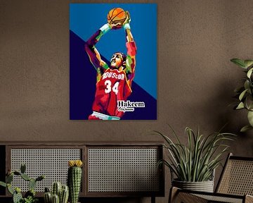Hakeem Olajuwon ist eine Basketball-Legende in der Pop-Art von miru arts