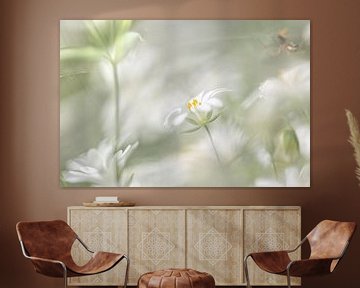 Witte bloemen, grote muur 2 van Patricia van Kuik