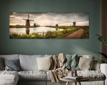 Windmills in Holland at sunrise. by Voss Fine Art Fotografie