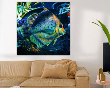 Three Abstract Fish left van Helga Blanke