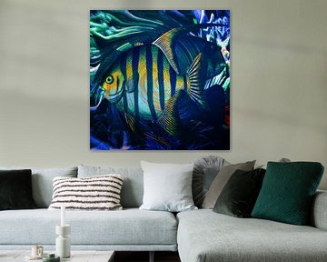 Three abstract fish right van Helga Blanke