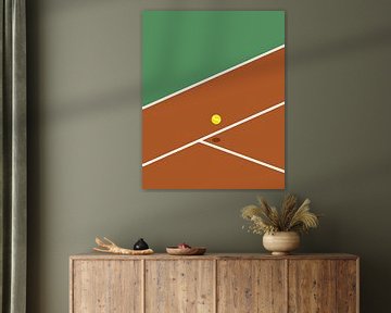 Grüner und roter Tennisplatz mit Tennisball von Studio Miloa