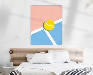 Blue and pink tennis court with tennis ball hem by Studio Miloa