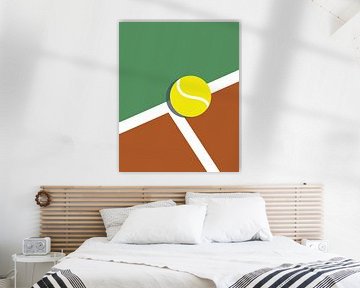 Green and red tennis court with tennis ball hem by Studio Miloa
