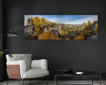 Herfst in Saksisch Zwitserland aan de Bastei in Saksen van Voss Fine Art Fotografie