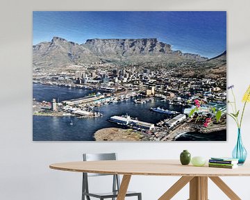 Cape Town: Table Mountain & Harbour from above (photo painting) by images4nature by Eckart Mayer Photography
