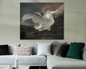 De bedreigde zwaan, naar het schilderij van Jan Asselijn, pastel kleur van MadameRuiz
