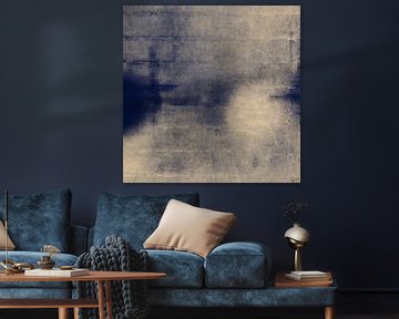 Indigo blauw abstract landschap van Go van Kampen