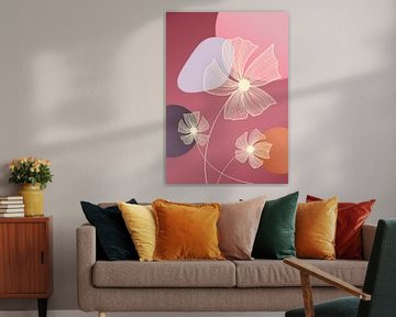 White Line art - Pink van Gisela - Art for you