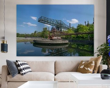 beautiful reflection of a large industrial crane in the basin by Patrick Verhoef