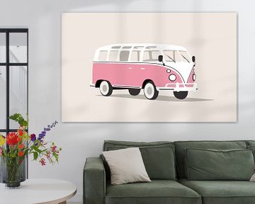 Roze volkswagen busje van Studio Miloa