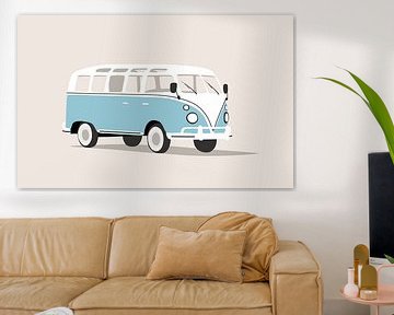 Licht blauw Volkswagen busje van Studio Miloa